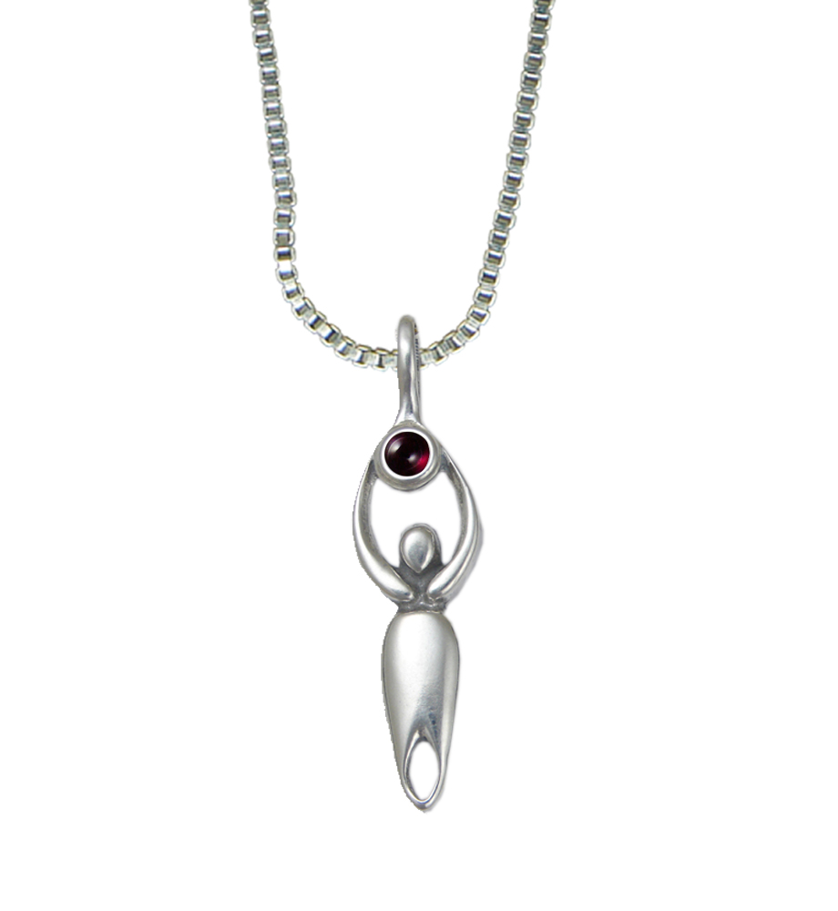 Sterling Silver Essential Goddess Pendant With Garnet